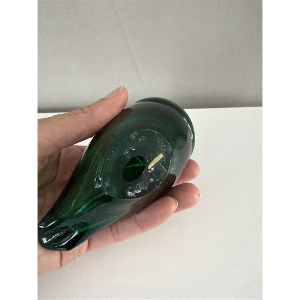 VINTAGE Green Speckle ART GLASS BIRD SCULPTURE FIGURINE - Picture 4 of 5
